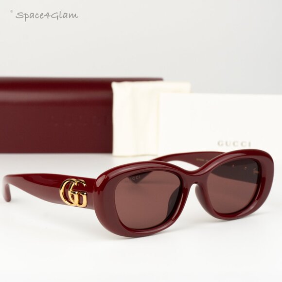 Gucci Women Sunglasses Burgundy Red Oval GG1829SK 003 NEW AUTHENTIC main image 5
